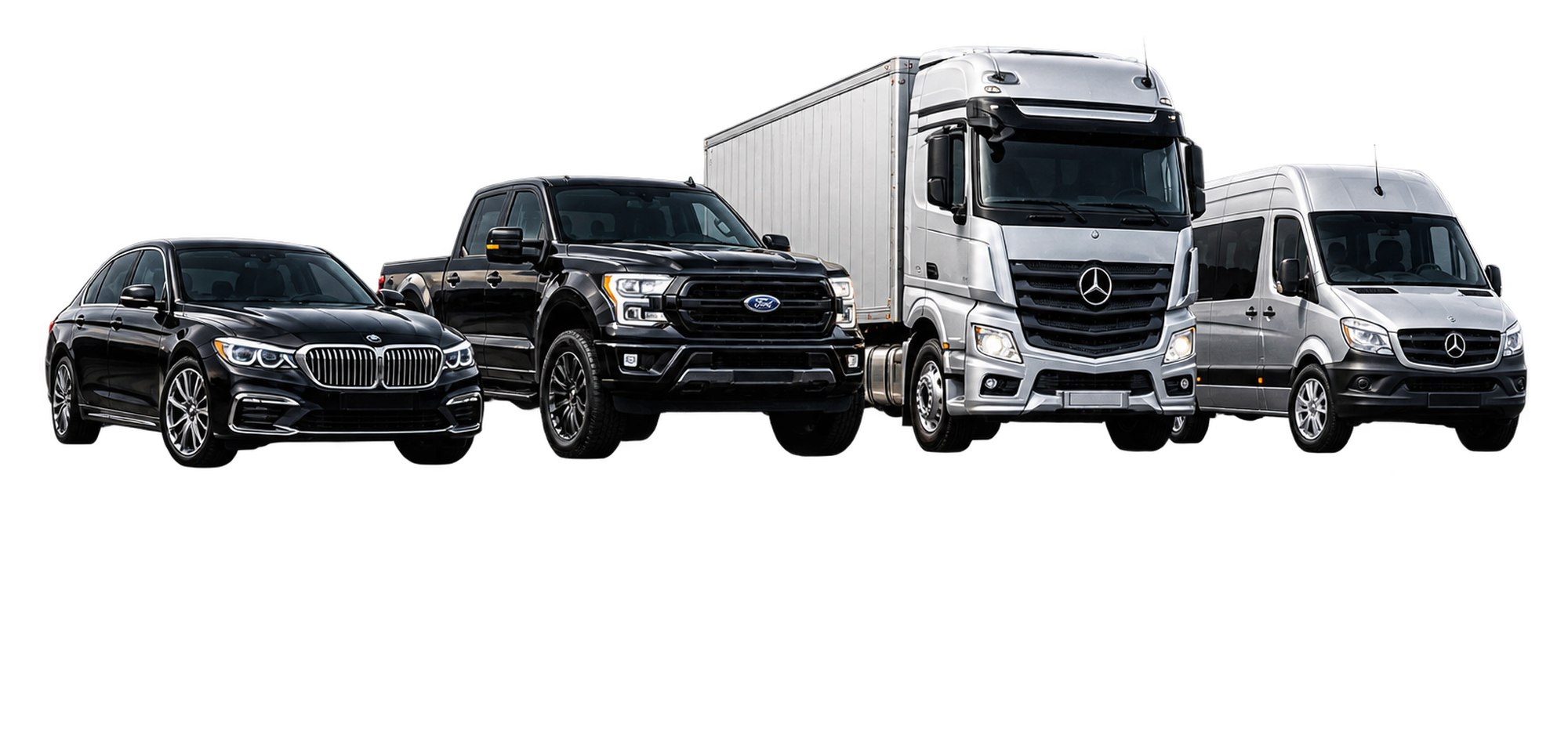 Luxury car, crew cab, truck and minibus options